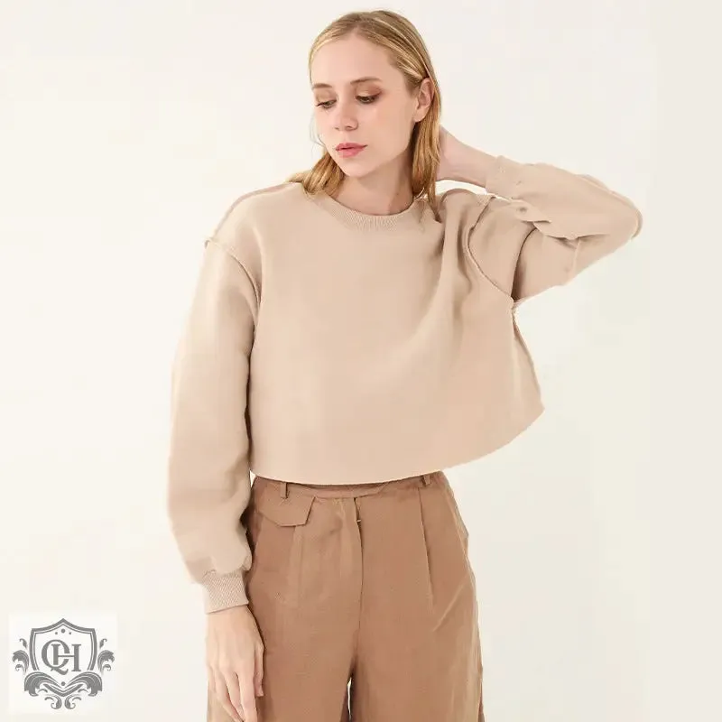 Solid Cropped Sports Sweater