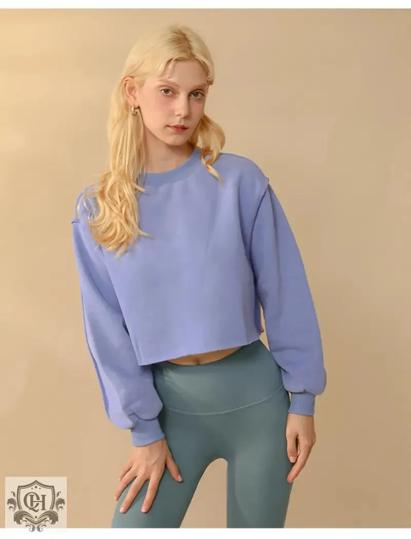Solid Cropped Sports Sweater