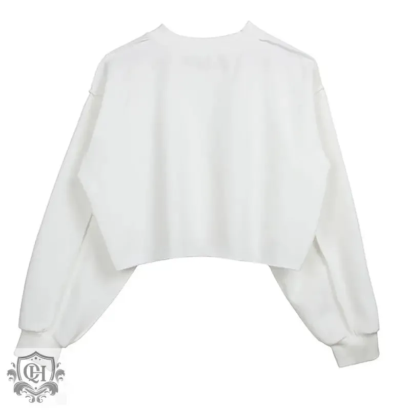 Solid Cropped Sports Sweater