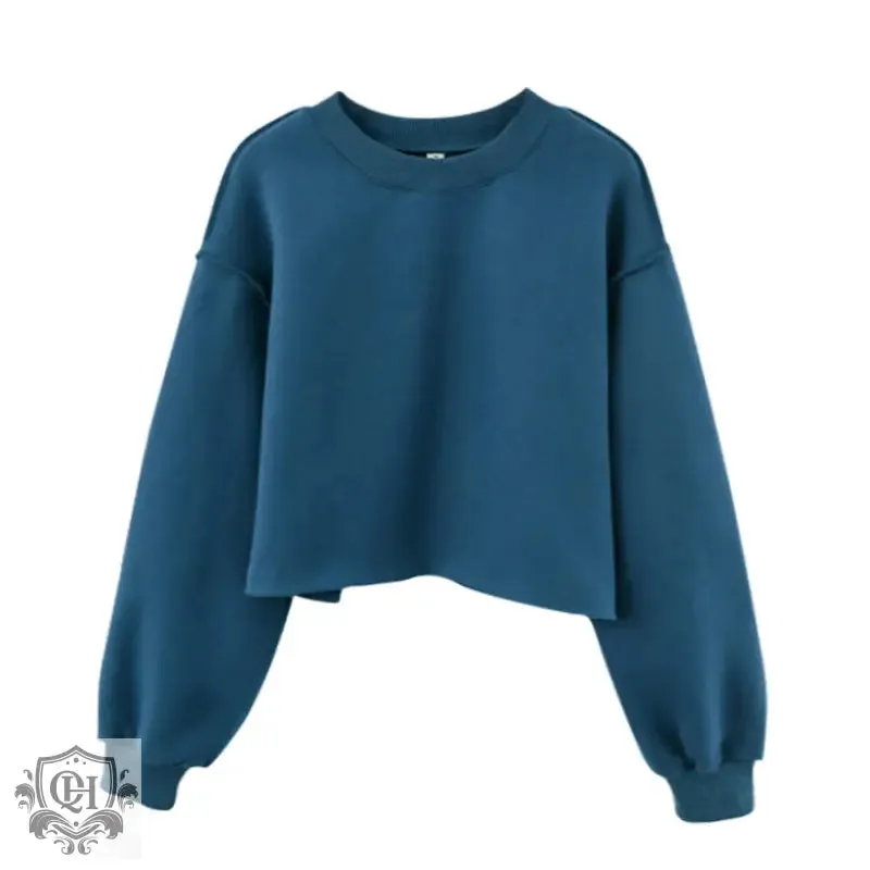 Solid Cropped Sports Sweater