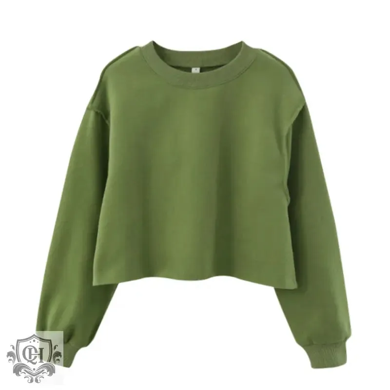 Solid Cropped Sports Sweater