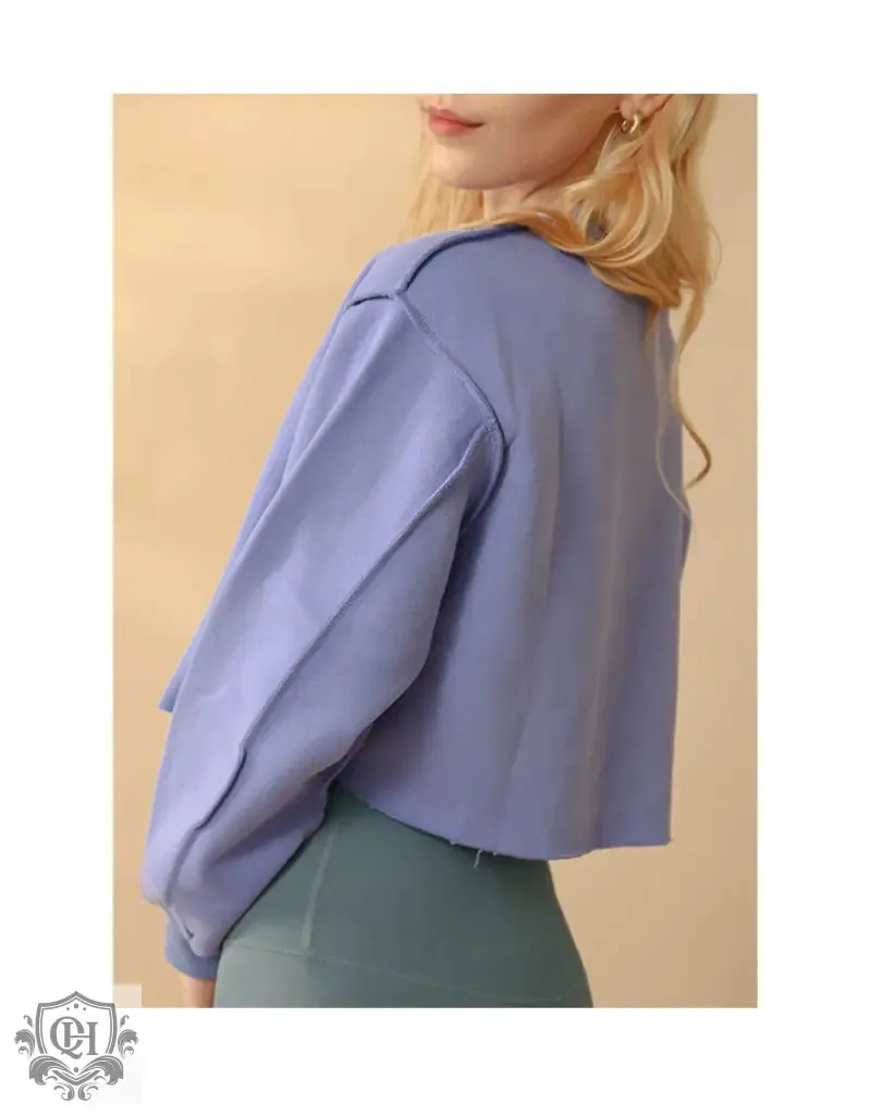 Solid Cropped Sports Sweater