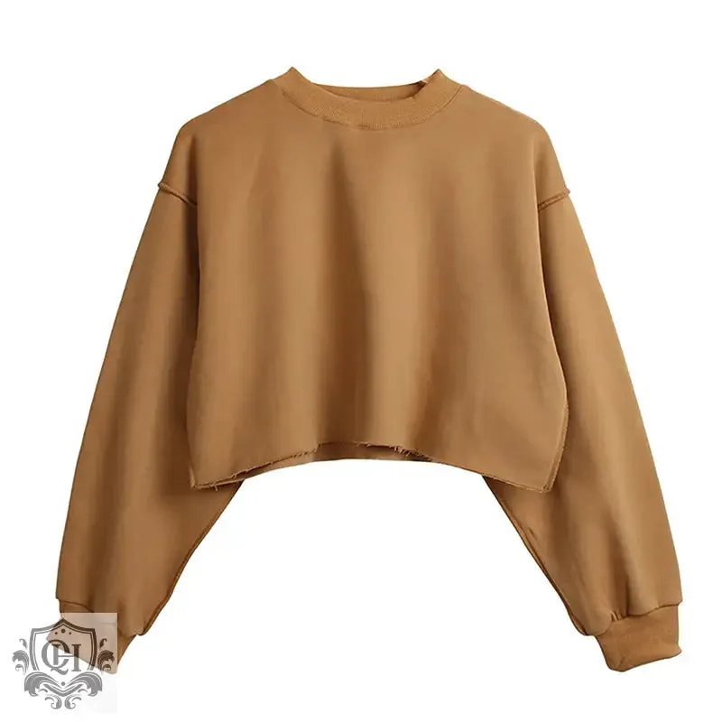 Solid Cropped Sports Sweater