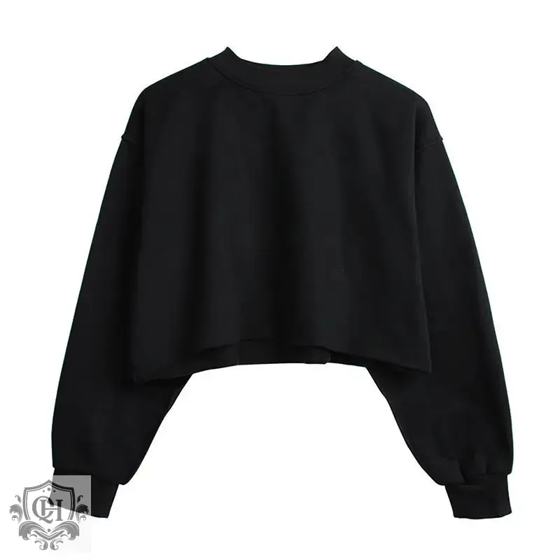 Solid Cropped Sports Sweater