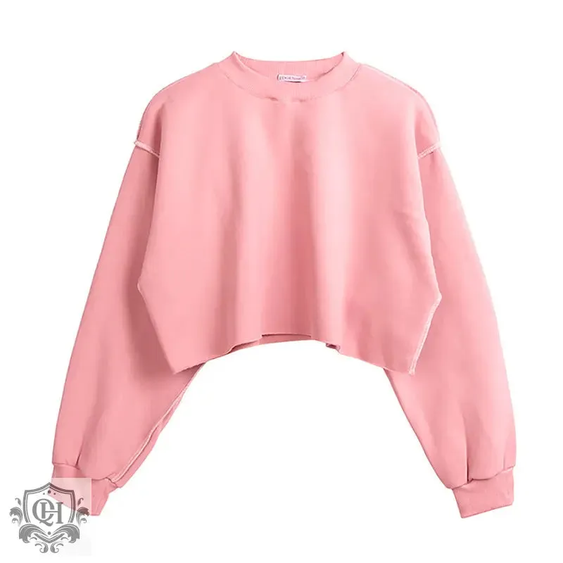 Solid Cropped Sports Sweater