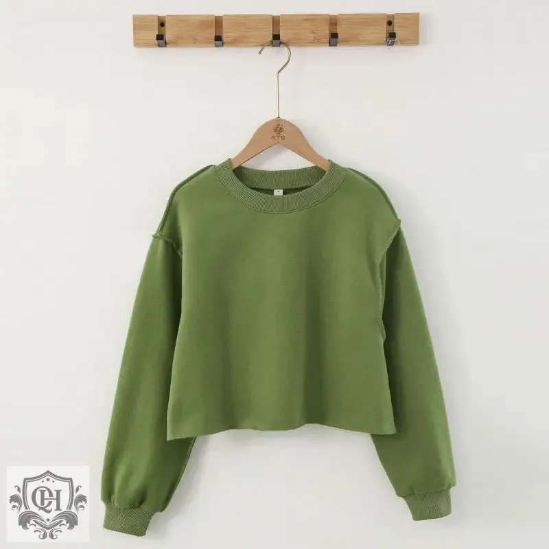 Solid Cropped Sports Sweater