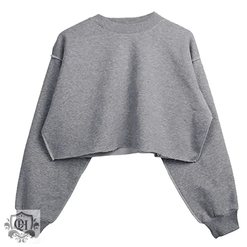 Solid Cropped Sports Sweater