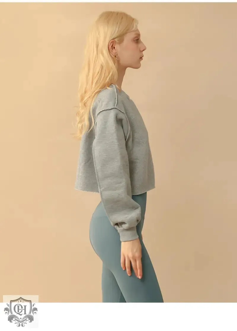 Solid Cropped Sports Sweater