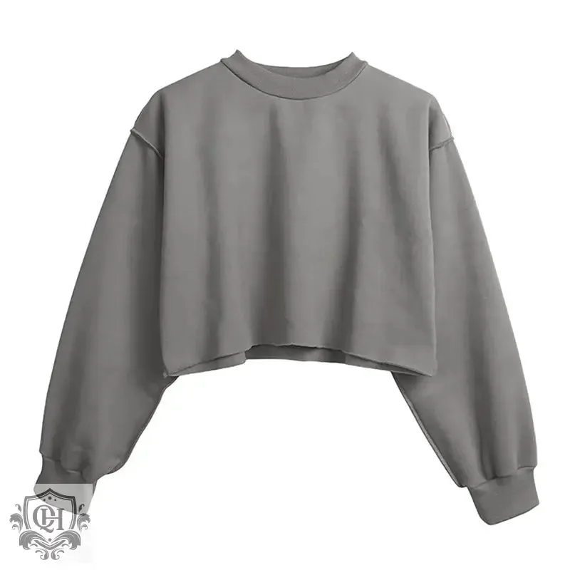 Solid Cropped Sports Sweater