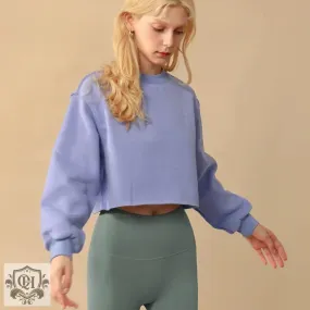 Solid Cropped Sports Sweater