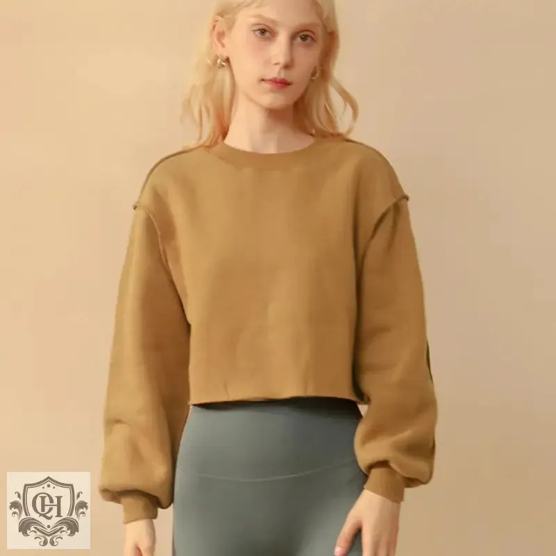 Solid Cropped Sports Sweater
