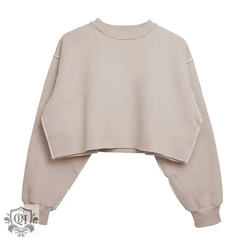Solid Cropped Sports Sweater