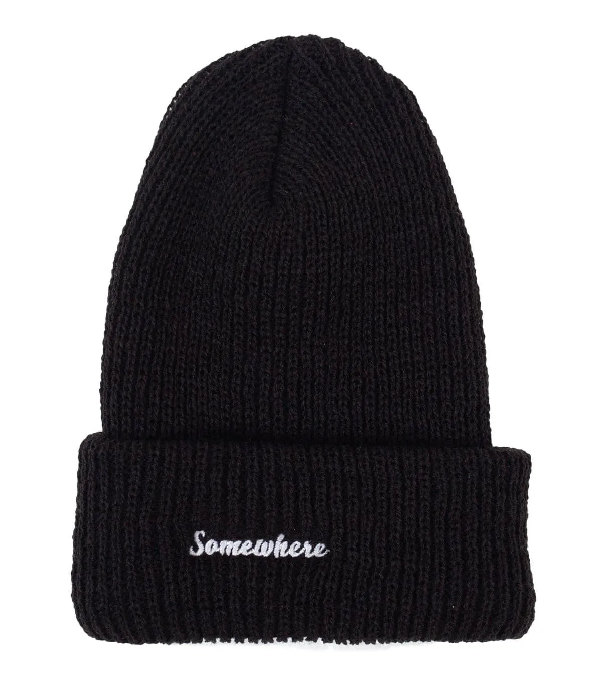 SOMEWHERE Script Logo Beanie Black