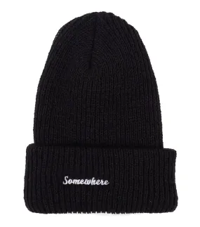 SOMEWHERE Script Logo Beanie Black
