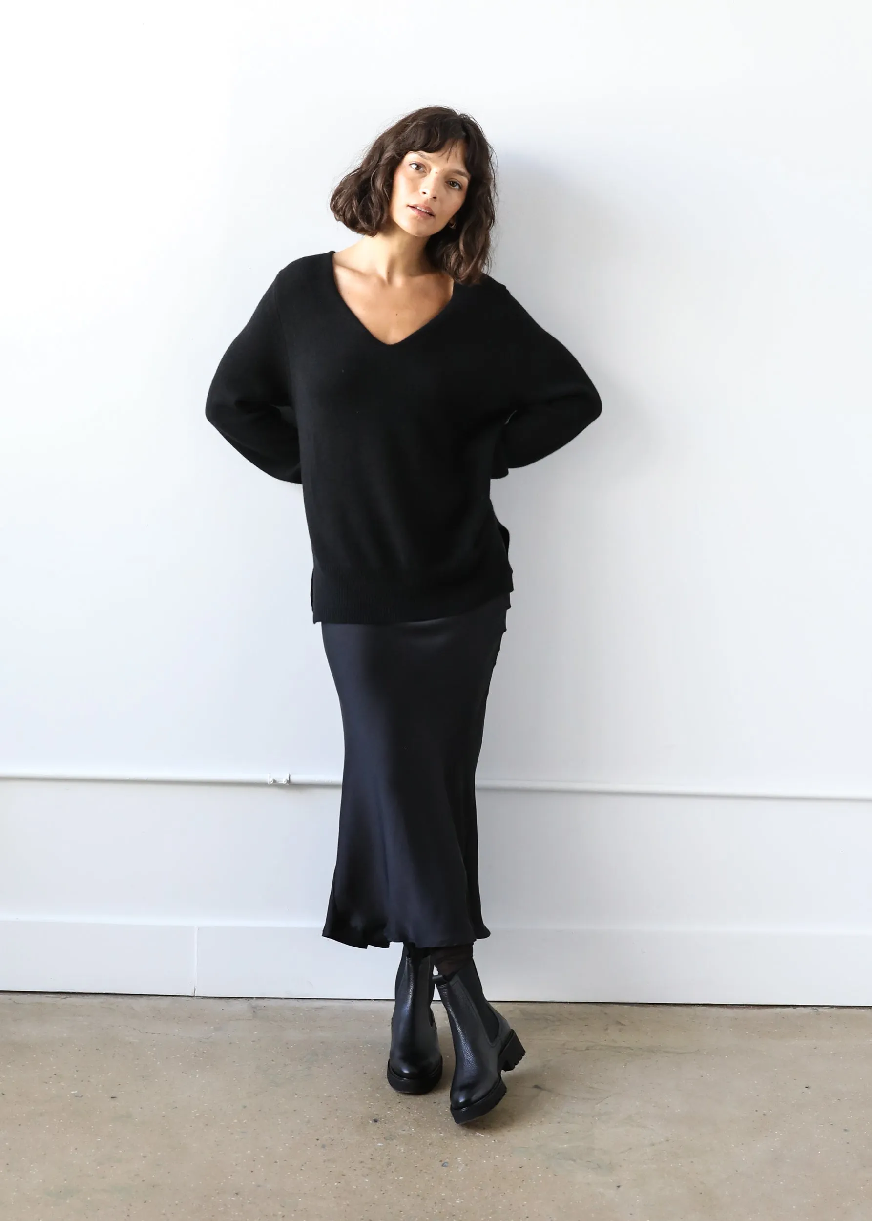 Sophia Skirt in Black Silk