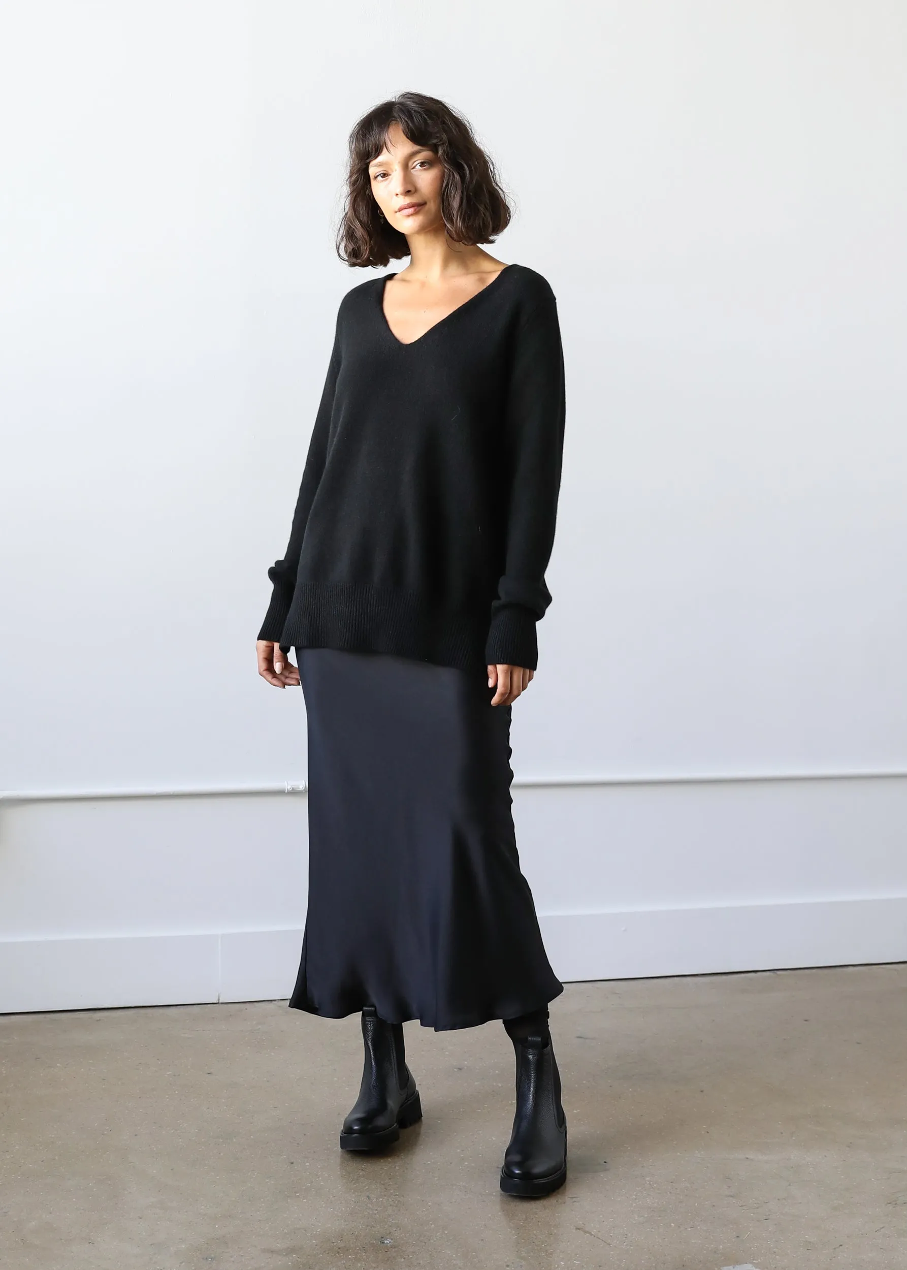 Sophia Skirt in Black Silk