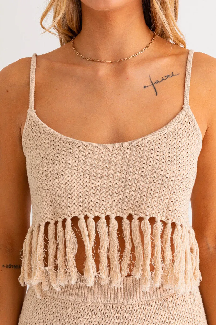 Spaghetti Sweater Crop Top