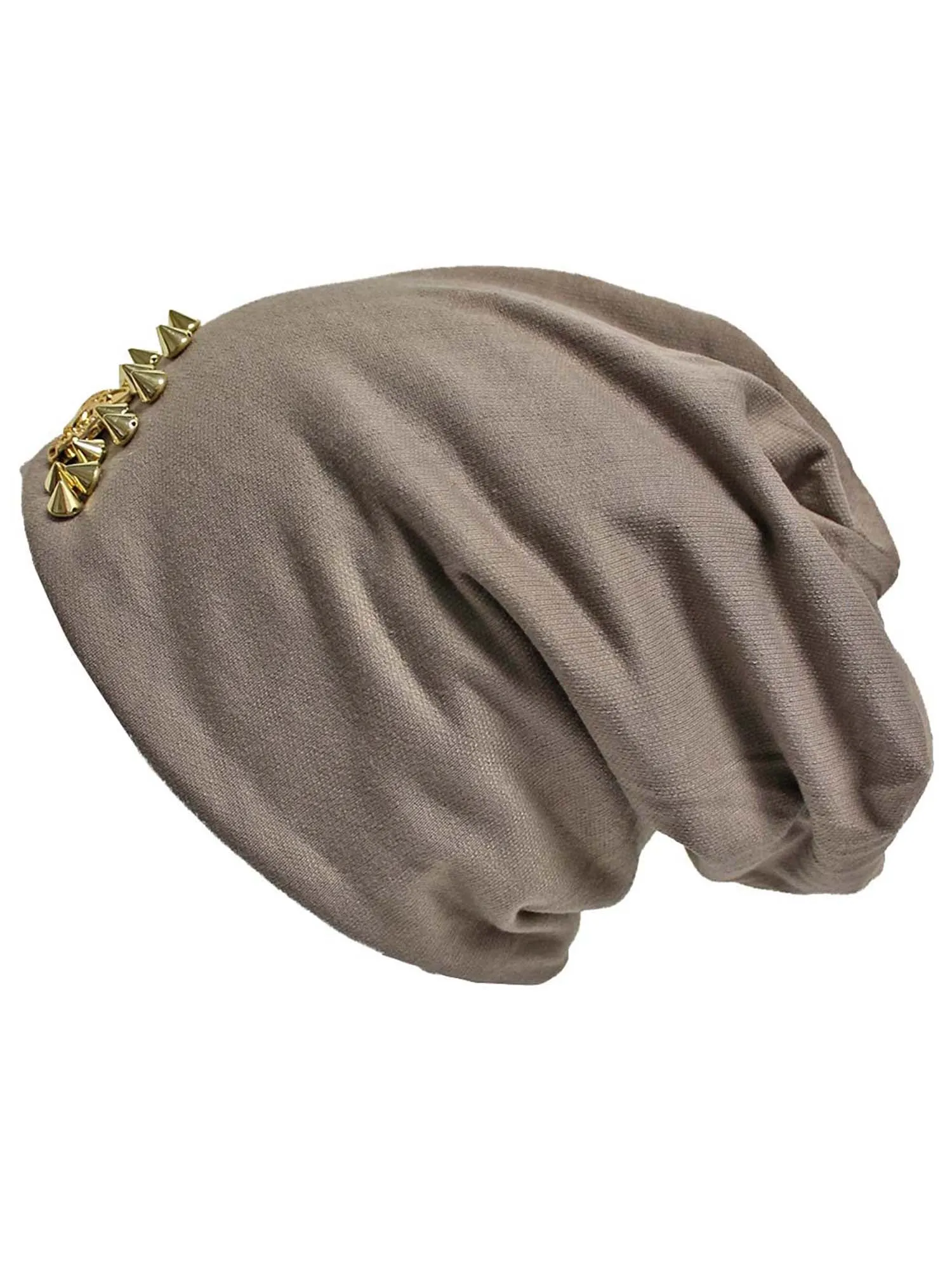 Spike Studded Slouchy Hat With Tiger Face