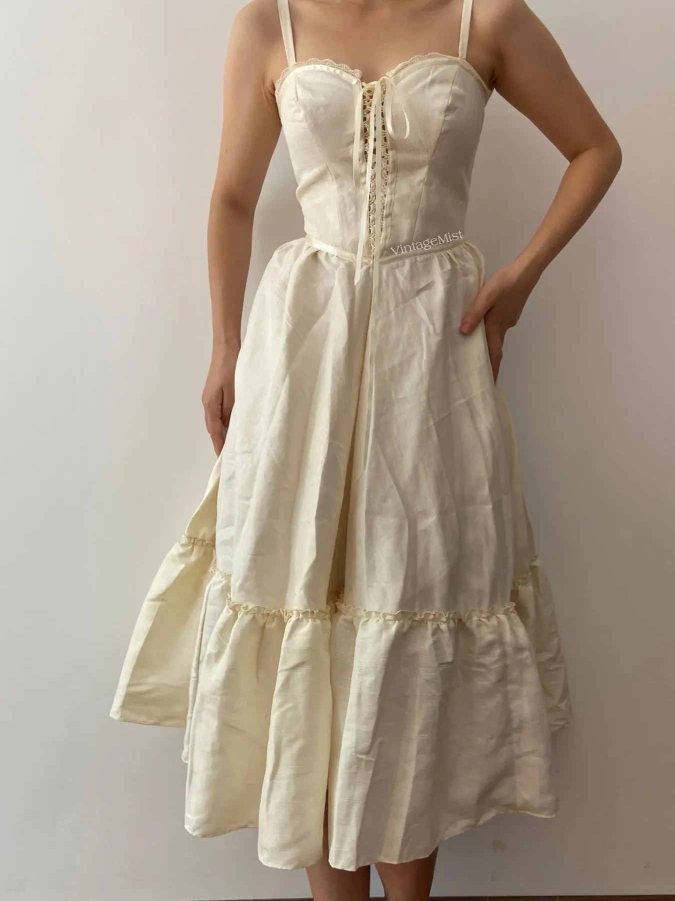 Strap Ruffle Corset Midi Dress