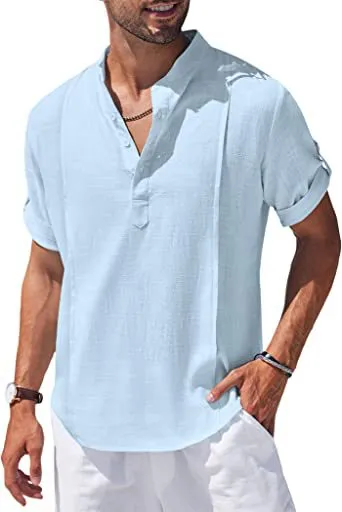 Stylish Linen Short Sleeve Shirt - GlamzLife