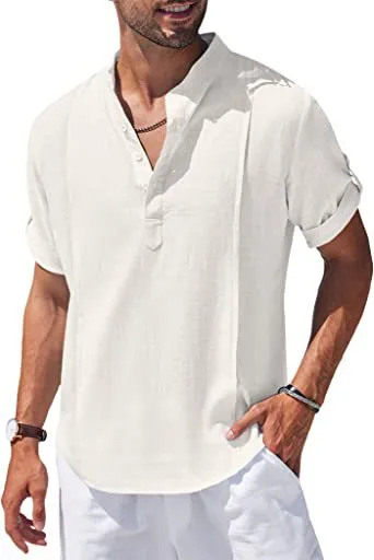 Stylish Linen Short Sleeve Shirt - GlamzLife