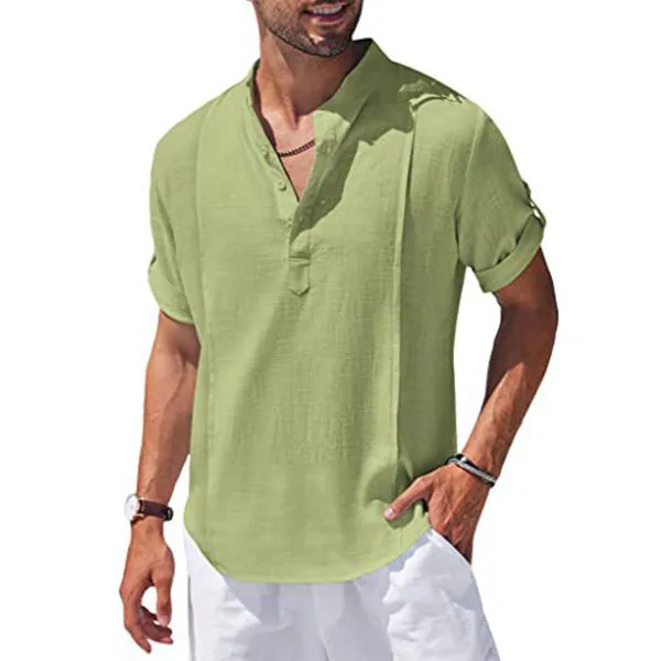 Stylish Linen Short Sleeve Shirt - GlamzLife