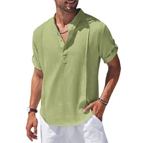 Stylish Linen Short Sleeve Shirt - GlamzLife