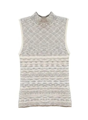 Taupe Cotton Rib Knit Mock Neck Tank Top