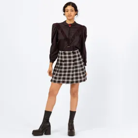 Vintage 90s Black & White Plaid Mini Schoolgirl Wrap Skirt - Small, 26" Waist