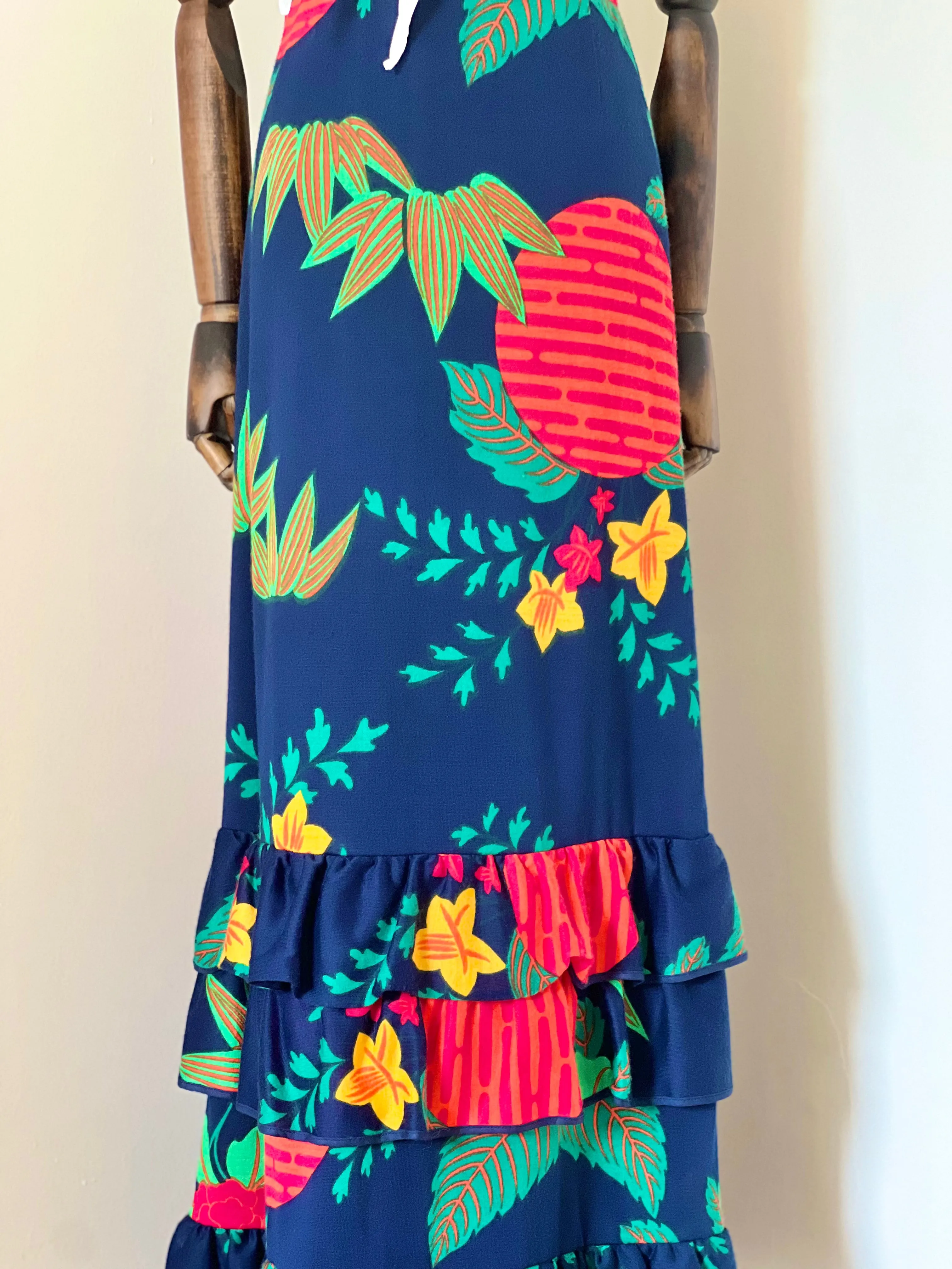 Vintage Tropical Floral High waisted Skirt