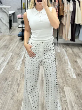 White Collared Top