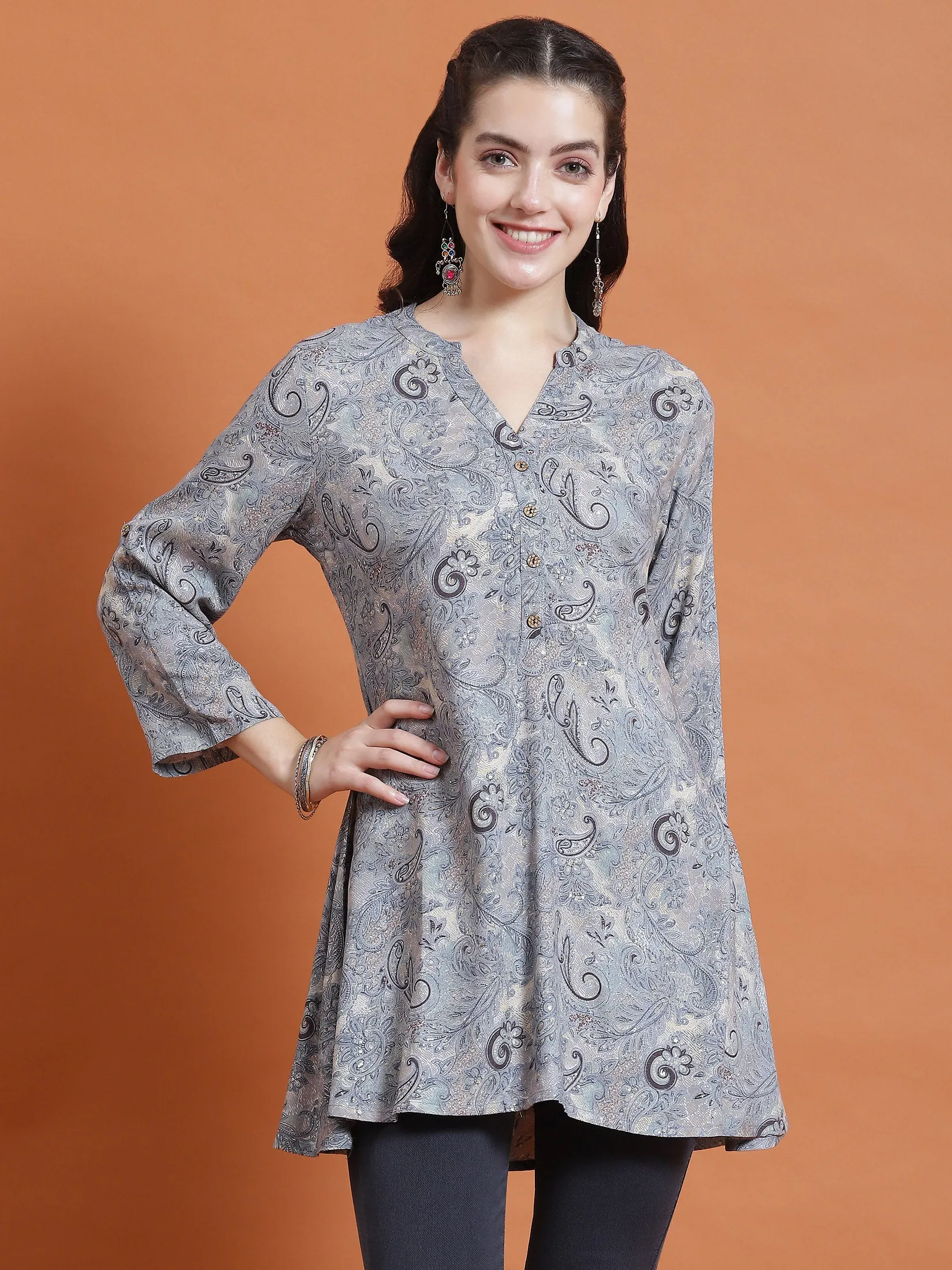 Women Blue Paisley Print Tunic
