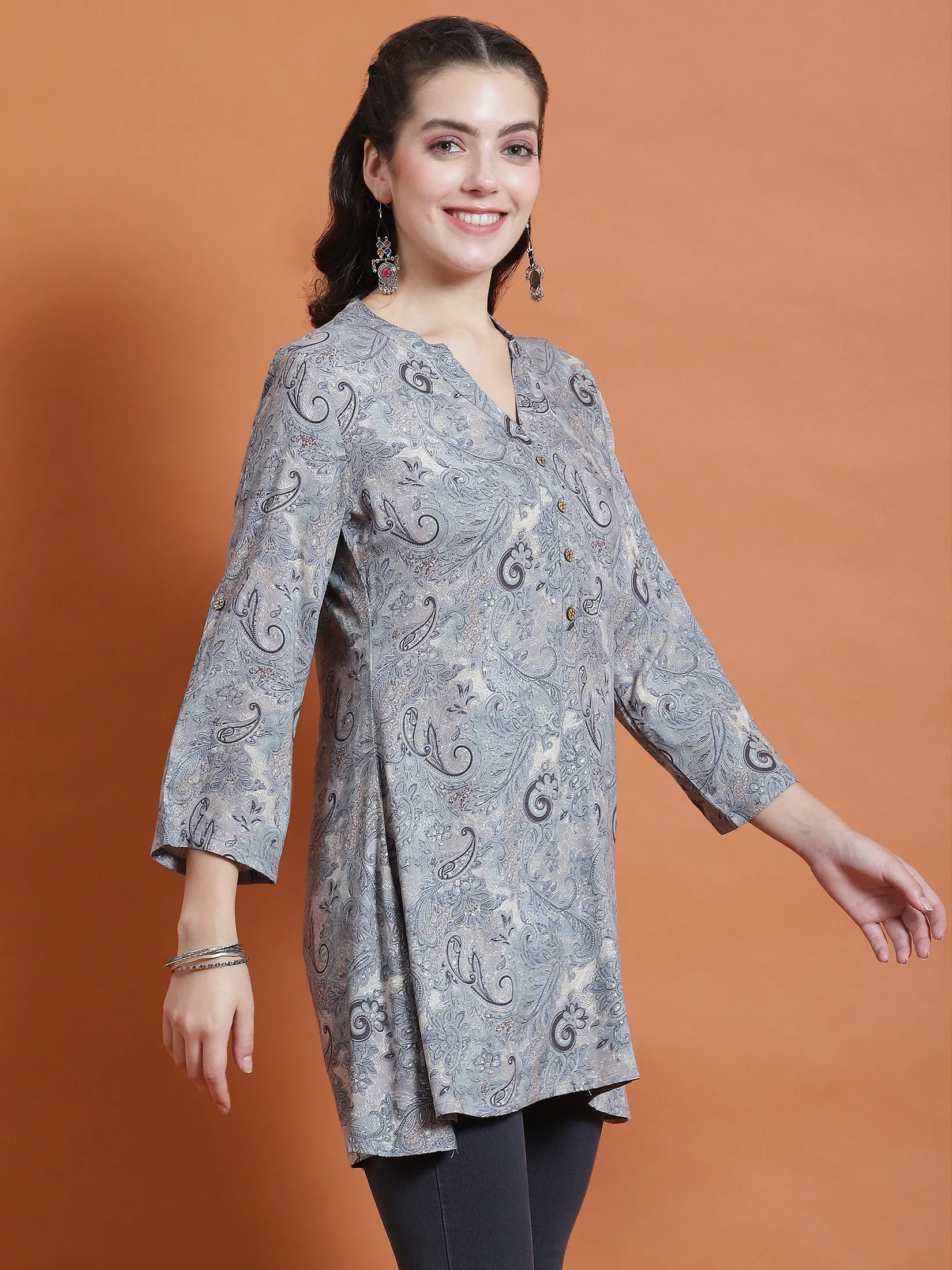 Women Blue Paisley Print Tunic