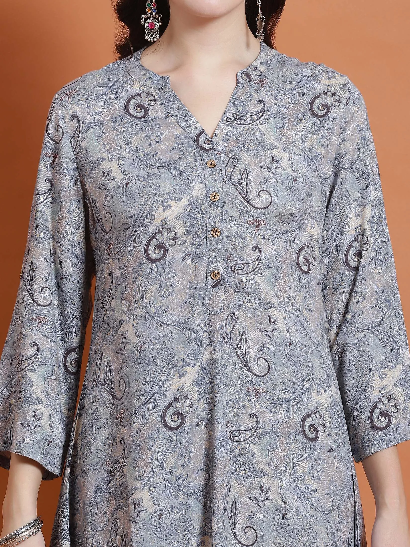 Women Blue Paisley Print Tunic