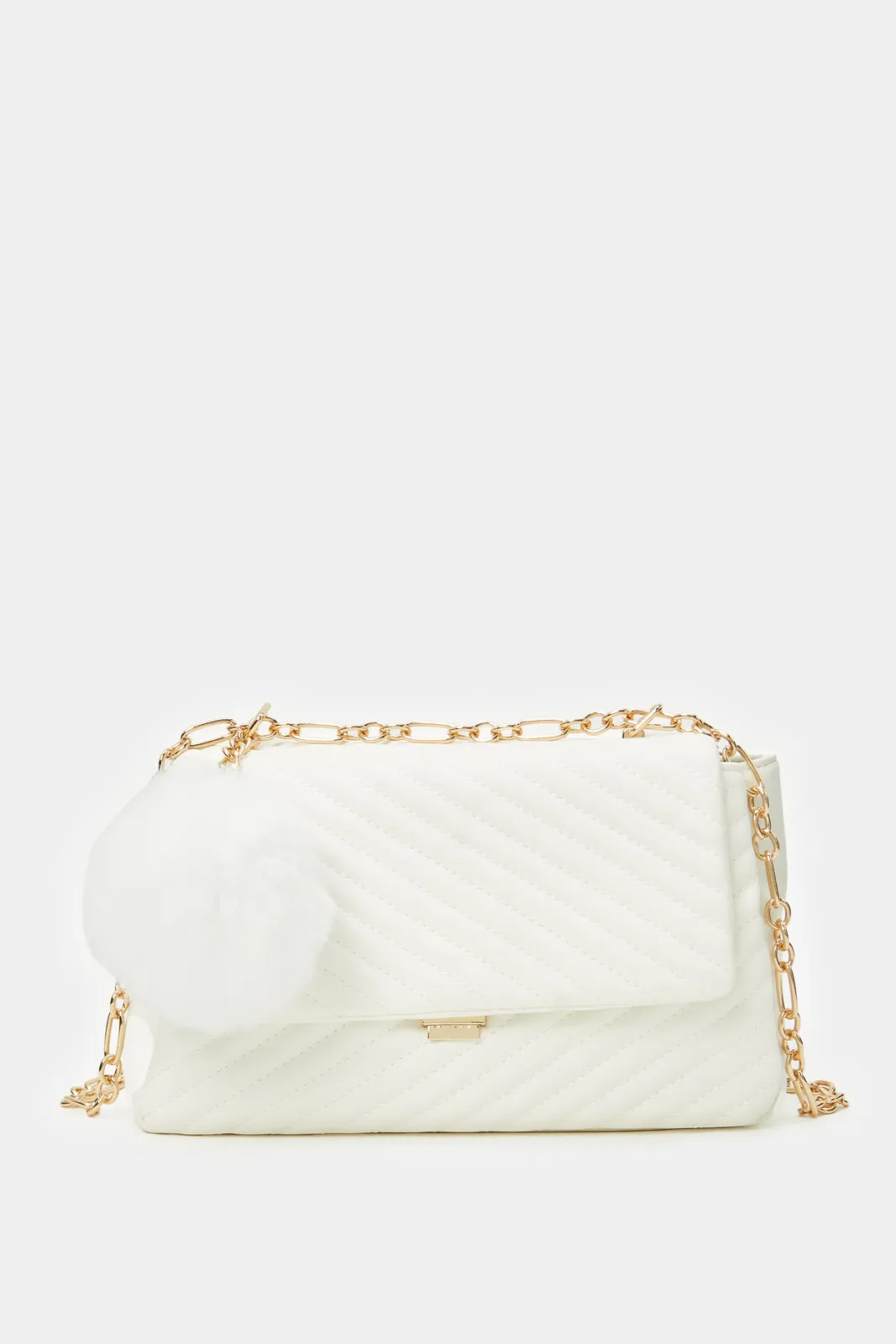 Women White Quilted Cross Body Bag