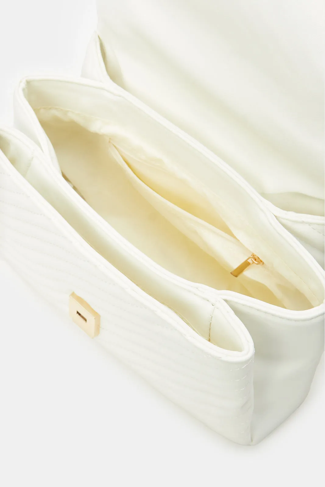 Women White Quilted Cross Body Bag