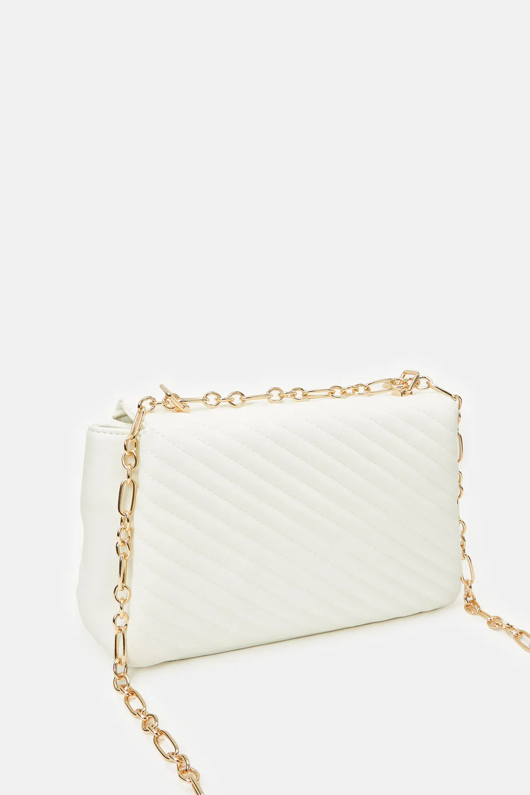 Women White Quilted Cross Body Bag