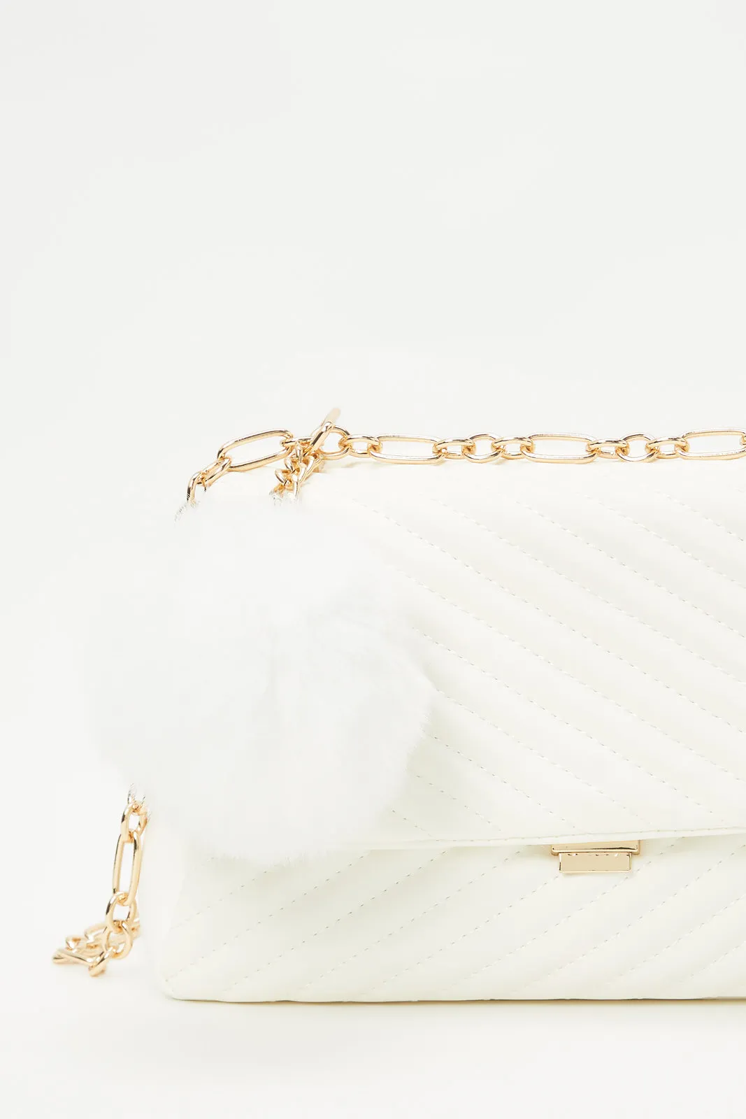 Women White Quilted Cross Body Bag