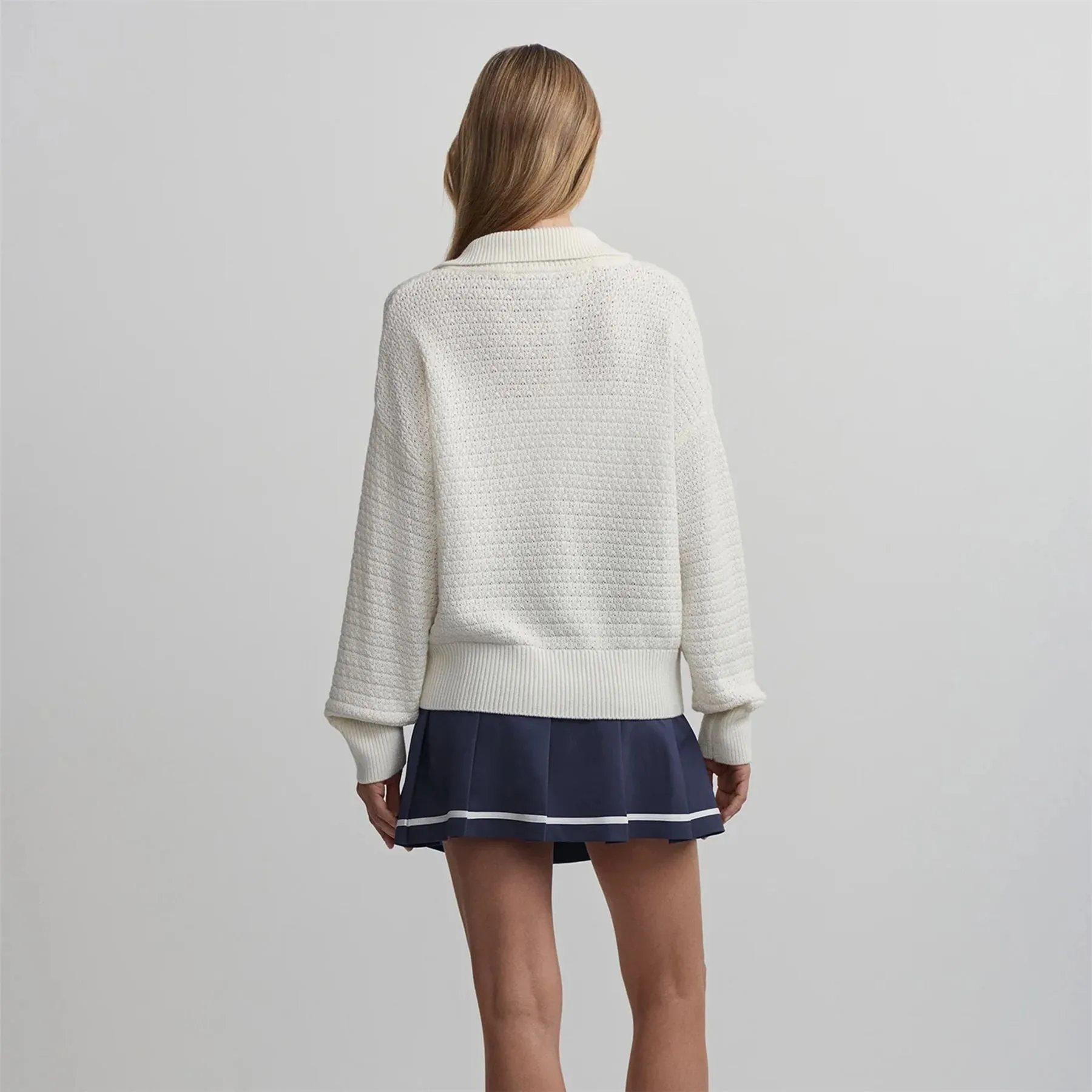 Womens Jene Merino Half Zip Knit Snow White - AW24