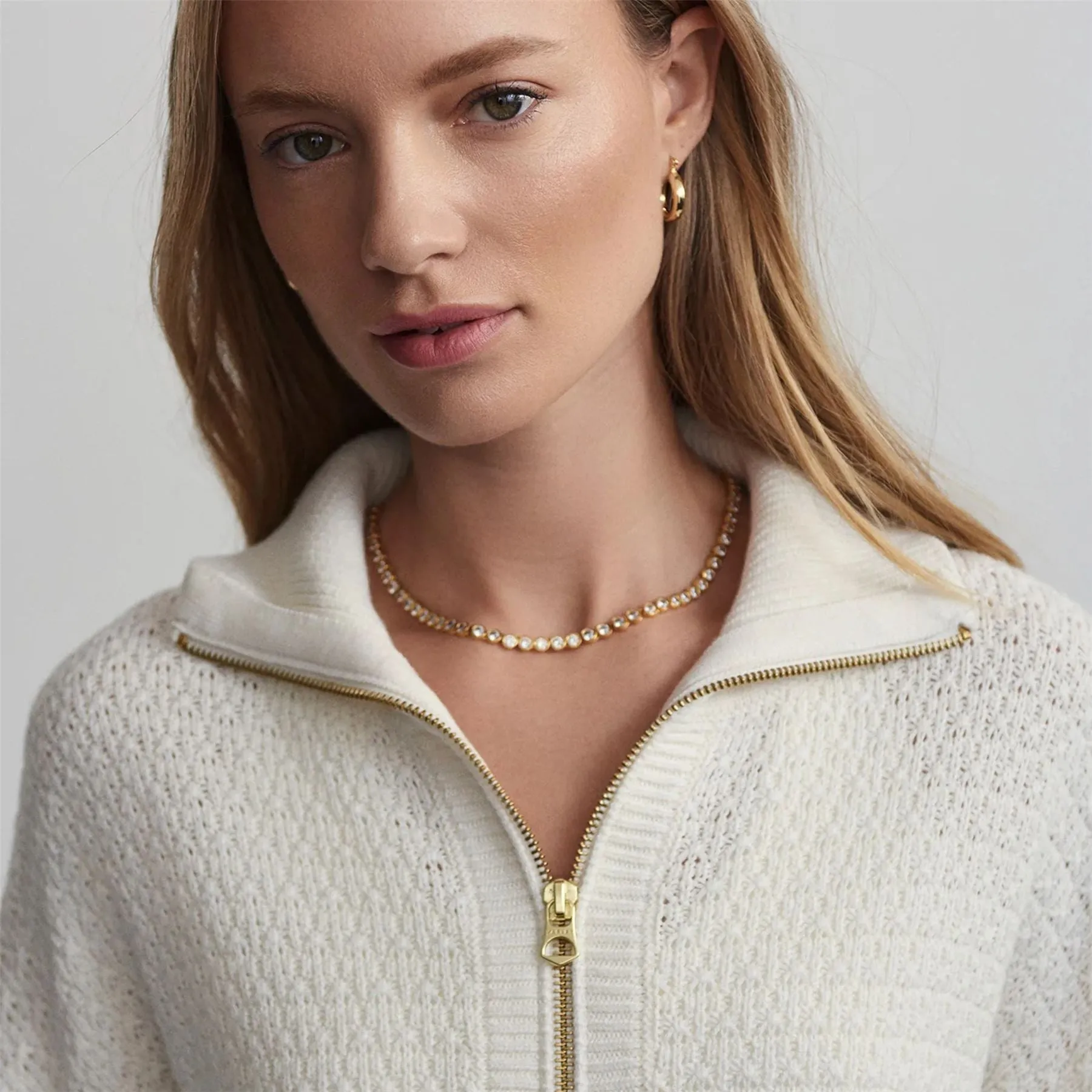 Womens Jene Merino Half Zip Knit Snow White - AW24
