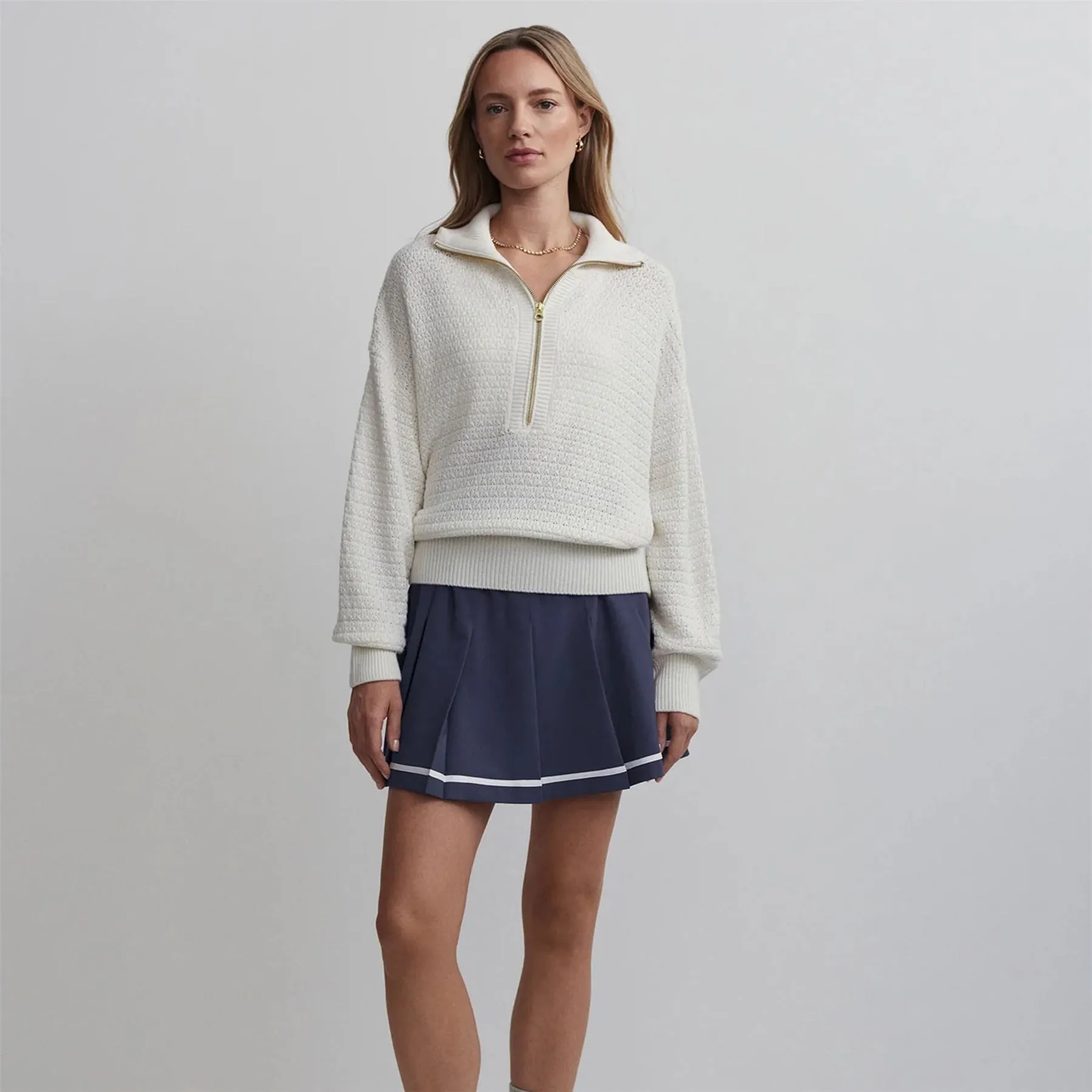 Womens Jene Merino Half Zip Knit Snow White - AW24