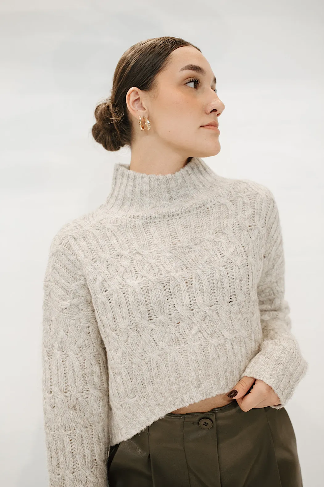 Wool Blend Cropped Sweater