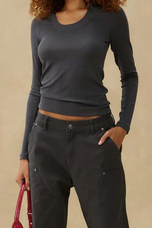 Wool Pintuck Scoop Shirt