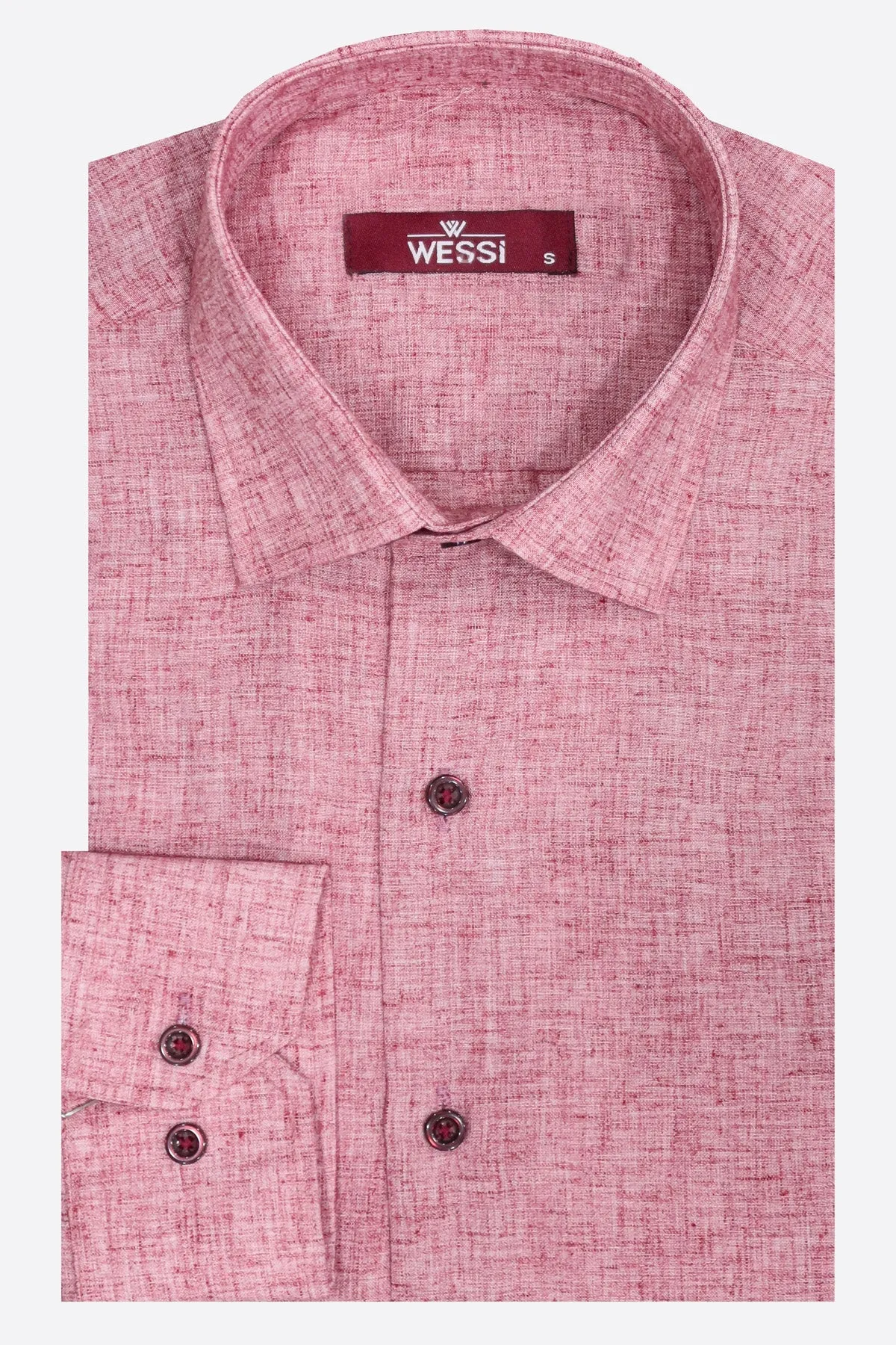 WSS Slim Fit Patterned Burgundy Men Shirt  - Singen