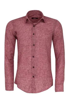 WSS Slim Fit Patterned Burgundy Men Shirt  - Singen
