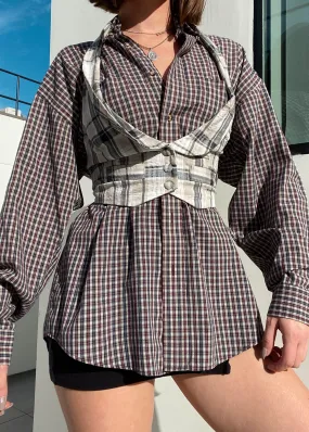 Y2k Plaid Halter Vest (M)