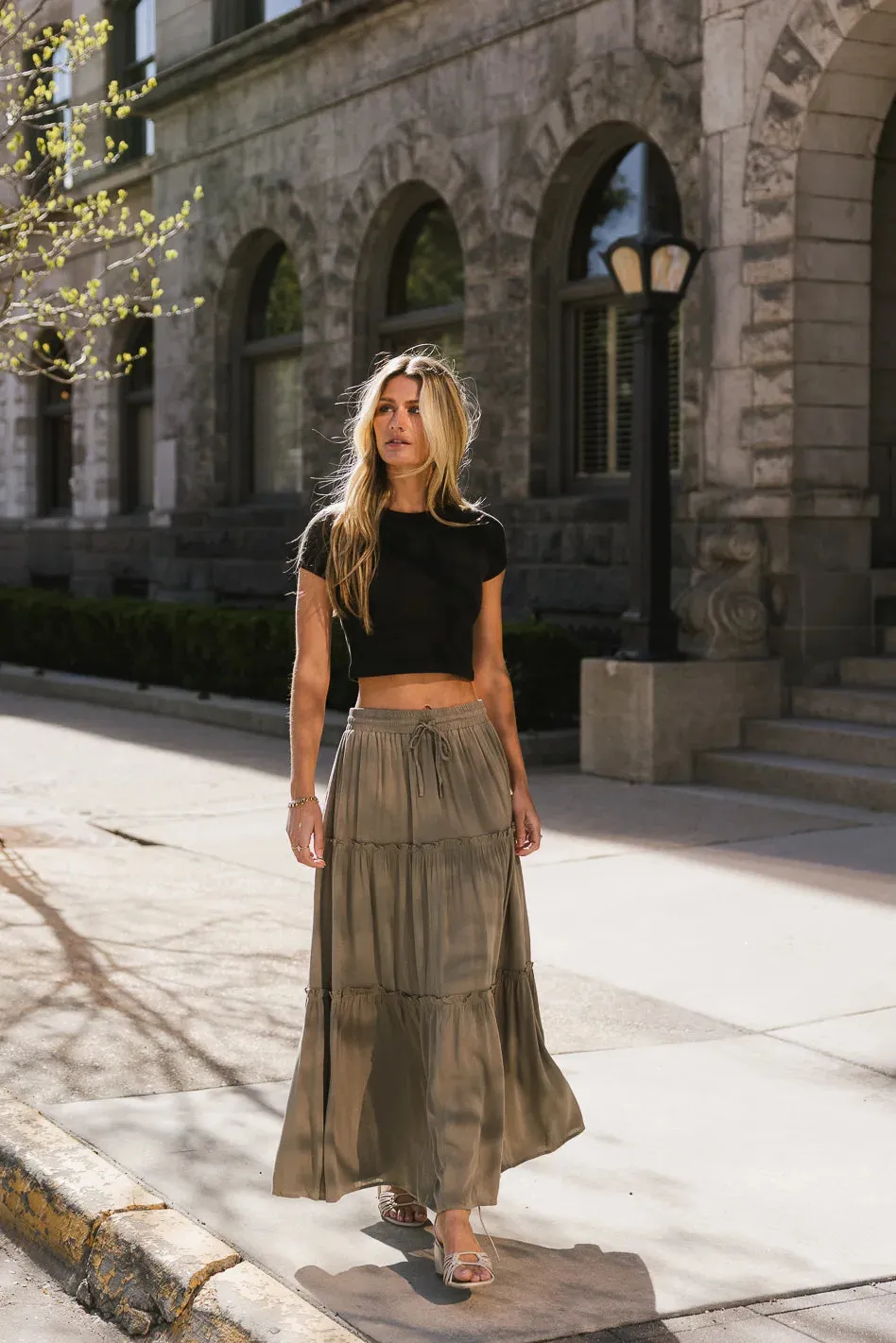 Zinnia Tiered Skirt in Sage - FINAL SALE