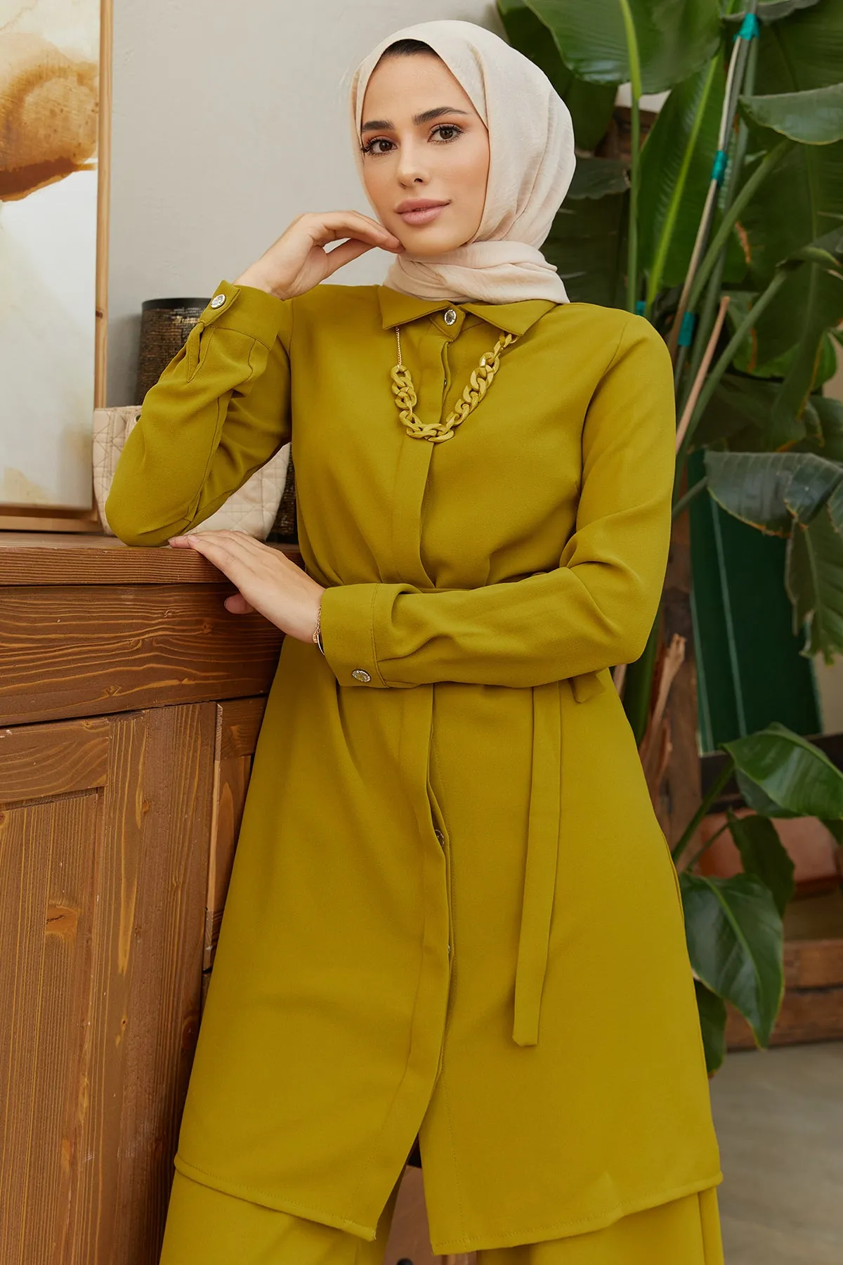 ZRF Women Chain Necklace Set - Olive Green - Brighton