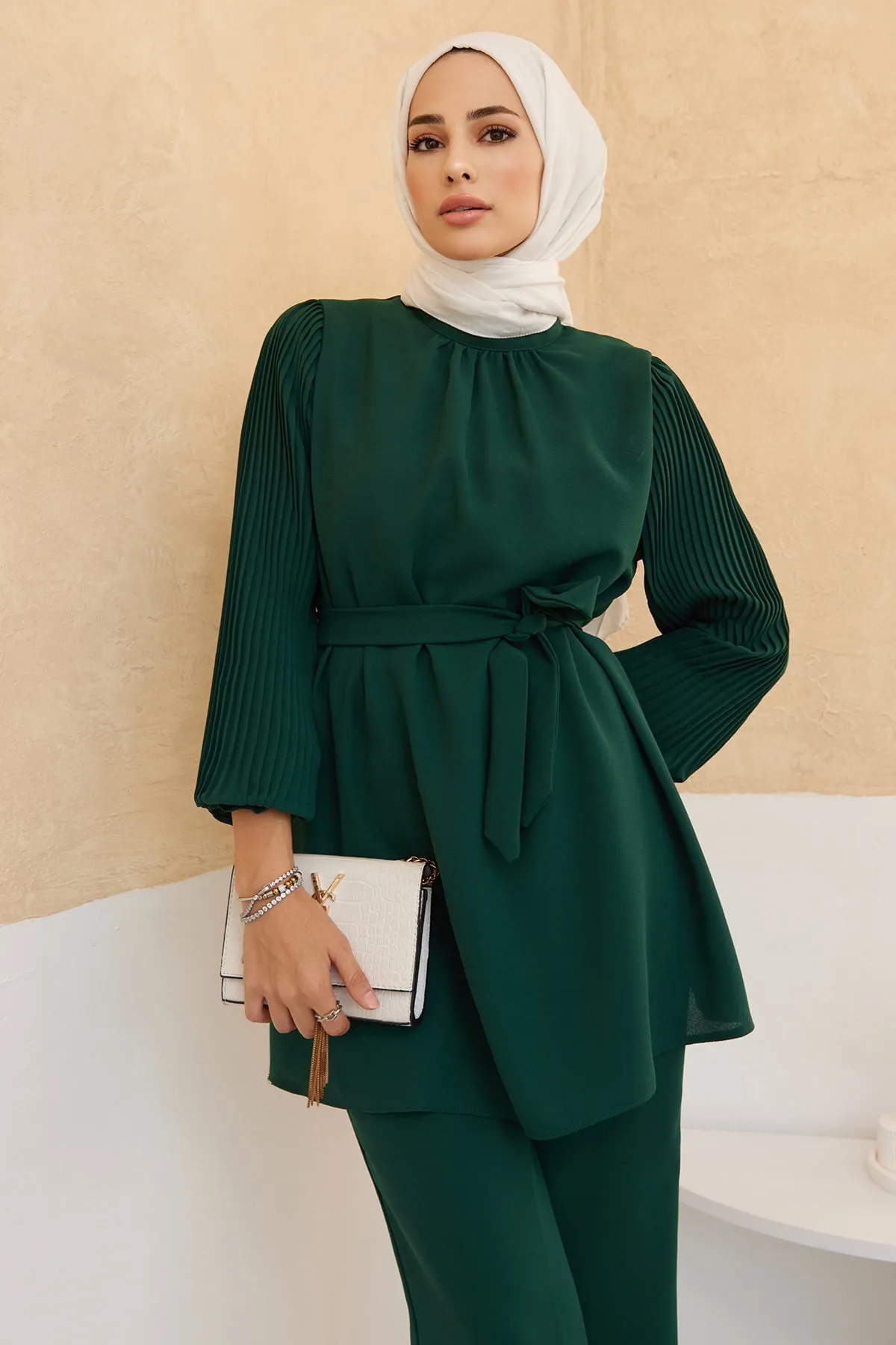 ZRF Women Sleeves Puffy Pants Tunic Set - Emerald - Jena